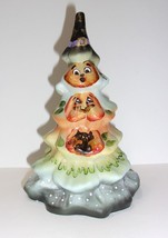 Fenton Glass Halloween Trio Black Cat Pumpkin Tree Figurine Ltd Ed #35/35 Barley - £158.56 GBP