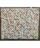 100% HAND SEWN vintage QUILT antique cotton  HOMEMADE square 89&quot; x82&quot; - $451.32 CAD