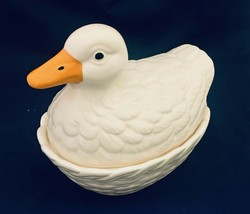 Vintage Nesting Goose White porcelain trinket candy sugar cubes Japan - £7.74 GBP