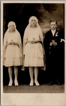  RPPC Three Children First Communion Girls Pretty Veil Handsome Boy Postcard Z19 - £9.60 GBP