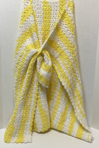 Vintage Handmade Crocheted Baby Blanket Yellow and White 30 in Long - £25.16 GBP