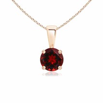 ANGARA 5MM Natural Round Garnet Solitaire Pendant Necklace in 14K Rose Gold - £249.15 GBP