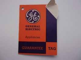 Vintage General Electric Appliances Hastings Toaster Guarantee Tag - £1.58 GBP