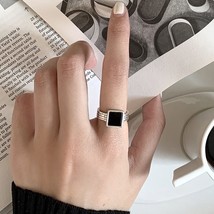 New Trends 925 Stamp Finger Rings Engagement Jewelry for Women Creative Black Ci - £9.83 GBP