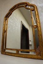 Vintage Ornate Gold Wall Mirror – French Style, Floral Accents, Arched F... - $396.00