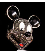 Judith Jack Brooch - BIG sterling mickey mouse pin - marcasite and enamel  - $225.00