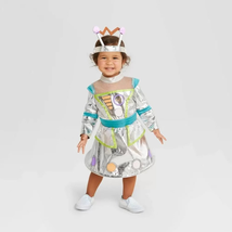 NEW Robot Dress Halloween Costume sz 6-12 months w/ headband, silver hoo... - $183.51 MXN