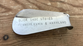 Vtg Mid Century Glick Shoe Stores Maryland Pennsylvania Chrome Metal Shoe Horn - £15.92 GBP