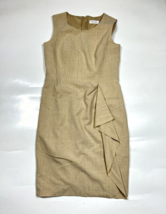 Calvin Klein Sheath Dress Cream Ruffle Detail Size 4 - £27.32 GBP
