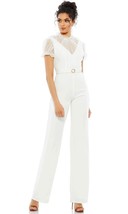 Mac Dugga 26621 Illusion Belted Jumpsuit Sz 4 White - $130.28