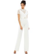 Mac Dugga 26621 Illusion Belted Jumpsuit Sz 4 White - $2,402.86 MXN