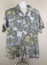 Kennington Hawaiian Shirt Mens Large Palm Leaves Flowers Polyester Flora... - $27.67