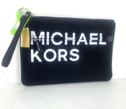 New Michael Kors Sport Wristlet Black Nylon Leather Oversized Logo Zips B14 - £77.60 GBP