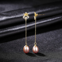 S925 Silver Drop Earrings Korean Personality Long Fresh Water Pearl Fringe Drop  - £20.88 GBP