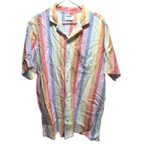 Linen Rainbow Shirt Short Sleeve Button Front Old Navy Size Large Tall - £12.71 GBP