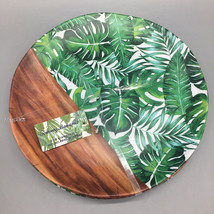 Tommy Bahama Tropical Palms Wood Grain Matte Melamine 11" Dinner Plates Set of 4 - $39.10