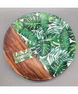 Tommy Bahama Tropical Palms Wood Grain Matte Melamine 11&quot; Dinner Plates ... - £30.75 GBP