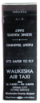 Waukesha Air Taxi - Spring City Flying   Waukesha County Airport Matchbook Cover - £1.39 GBP