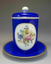 Rosenthal Tea Biscuit Cracker Jar Cobalt Blue Flowers Bavaria German - £18.13 GBP