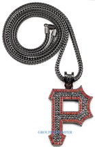 Letter P Pendant 36 Inch Necklace with Crystal Rhinestones Hip Hop Chain - £29.91 GBP