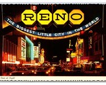 Virginia Street View Night Reno Nevada NV UNP Continental Chrome Postcar... - $2.92