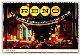 Virginia Street View Night Reno Nevada NV UNP Continental Chrome Postcard R24 - £2.28 GBP
