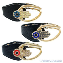 Hamsa Hand of Fatima Jewish Kabbalah Evil Eye Charm Leather Cuff Bangle Bracelet - £20.09 GBP