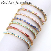 10Pcs Fashion Enamel turkey eye Bangles Luxury Jewelry for Women Gold Plated Bra - £40.79 GBP