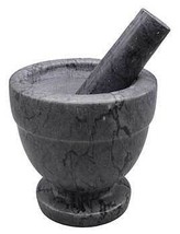 4&quot; Black Marble Mortar and Pestle Set - £52.75 GBP