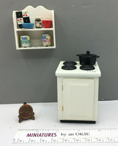 Lot Dollhouse Miniatures KITCHEN Stove, Wall Cabinet + Pot, Etc.1:12 Sca... - $28.99