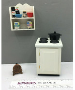 Lot Dollhouse Miniatures KITCHEN Stove, Wall Cabinet + Pot, Etc.1:12 Sca... - $28.99