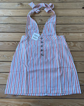 davi &amp; dani NWT women’s striped overall Jumper dress Size S Orange White M5 - £12.03 GBP