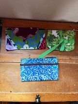 Lot of Green Floral Blue w Iridescent Beads &amp; Tie Dye Make Up Bag Zipper... - £8.48 GBP