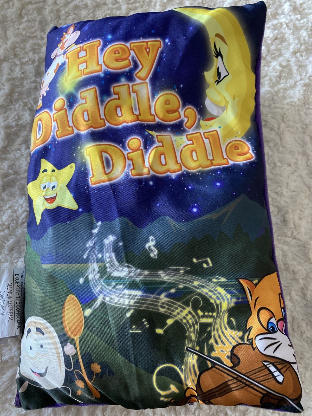 HEY DIDDLE DIDDLE Purple Yellow Fleece Cloth Kids Play Book Toy - $7.35