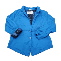 Voice Blazer Womens L Blue Cotton Blend Snake Skin Printed Lining Stretc... - £22.16 GBP