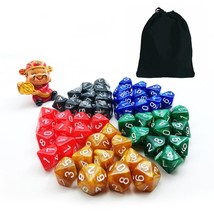 50Pcs Assorted D10 Pack, 5X10Pcs 10 Sides Dice Marble Polyhedral Dice D1... - $29.99
