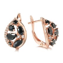New Luxury Natural Black Zircon Earrings for Women Vintage Bride Wedding Earring - £11.42 GBP