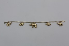 Fine 14K Yellow Gold Puffy Elephant Multi Charm Bracelet Fits 6.5&quot; Made in Italy - £441.99 GBP