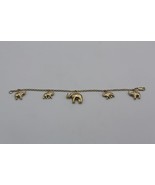 Fine 14K Yellow Gold Puffy Elephant Multi Charm Bracelet Fits 6.5&quot; Made ... - $769.34 CAD