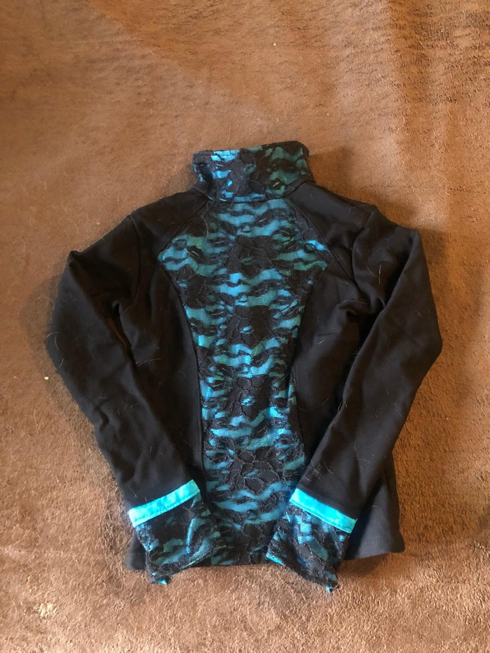 No Brand  Zip Blac&Blue Figure Skating Insulated Long Sleeve Finger Cut Jacket Item image 2