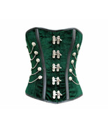 Green Velvet Black Faux Leather Strips Gothic Steampunk Waist Training B... - £58.87 GBP