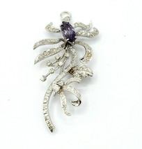 14K White Gold Alexadradite &amp; Diamond Pendant / Pin / Brooch 201800451 - £2,428.03 GBP