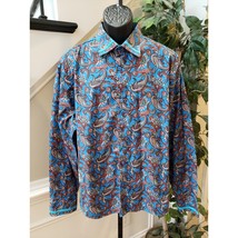 Platini Jeans Cougar Men’s XXXL Paisley Long Sleeve Shirt 100% Cotton Bl... - $34.65