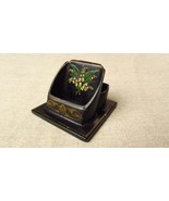 Vintage Russian Black Lacquer Handpainter Papier Mache Matchbox holder - $45.85
