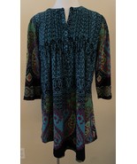 REBORN Tunic/Short Dress Size XL Paisley V-Neck Festival Bohemian Whimsi... - $30.96 CAD