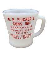 Vintage Fire King N.H. Flicker &amp; Sons Mug Maxatawny Pa Massey Ferguson USA - $24.24