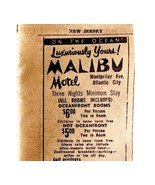 Malibu Motel Atlantic City Advertisement 1963 New Jersey Oceanfront DWDD17 - $54.84 CAD
