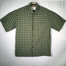 Levis Men&#39;s Sz. Large Button Checkered Shirt Green Short Sleeve - $21.77