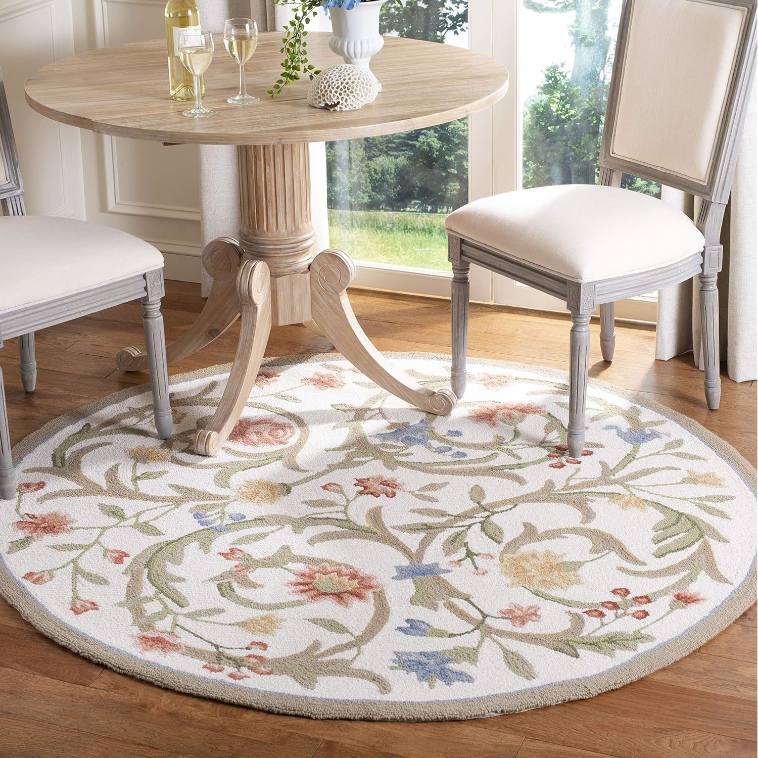 SAFAVIEH Chelsea Collection 4' Round Ivory HK248A Hand-Hooked French Country Woo