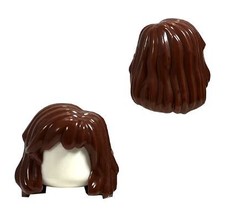 Minifigure Custome Brown Medium Wavy Hair   - $3.58
